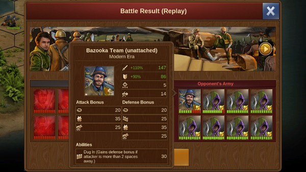 He win with use bazooka and rogues